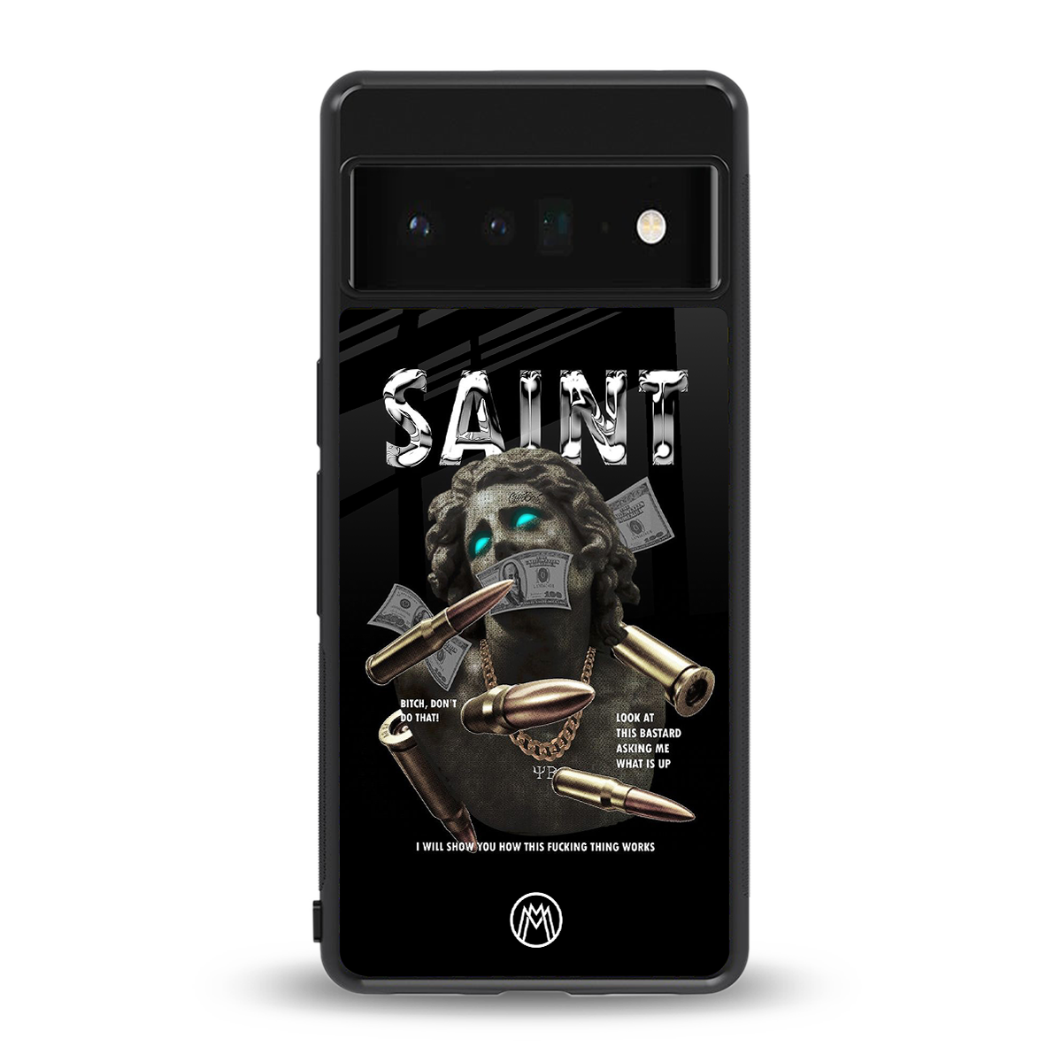 saint back phone cover | glass case for google pixel 6 pro