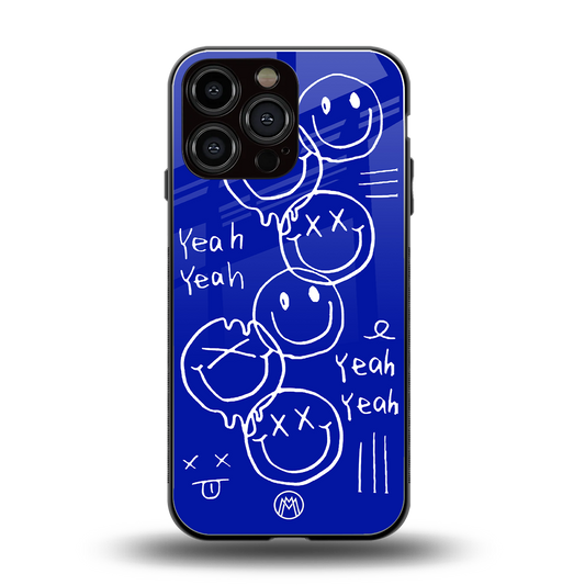 sassy smiley faces back phone cover | glass case for iphone 14 pro max