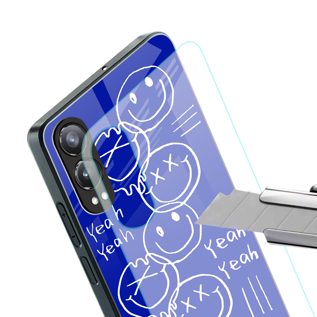 sassy smiley faces back phone cover | glass case for oneplus nord ce 4 lite