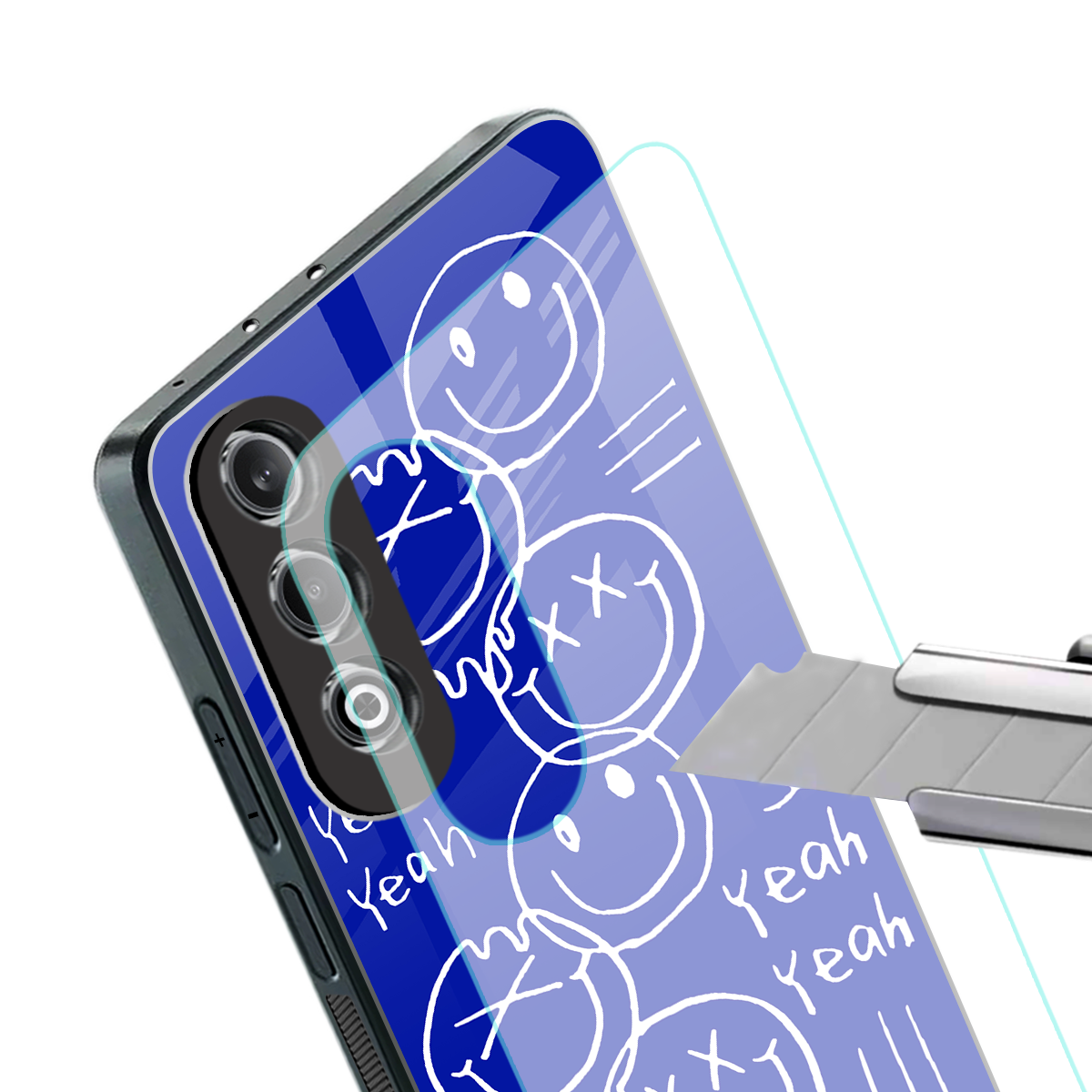 sassy smiley faces back phone cover | glass case for oneplus nord ce 4