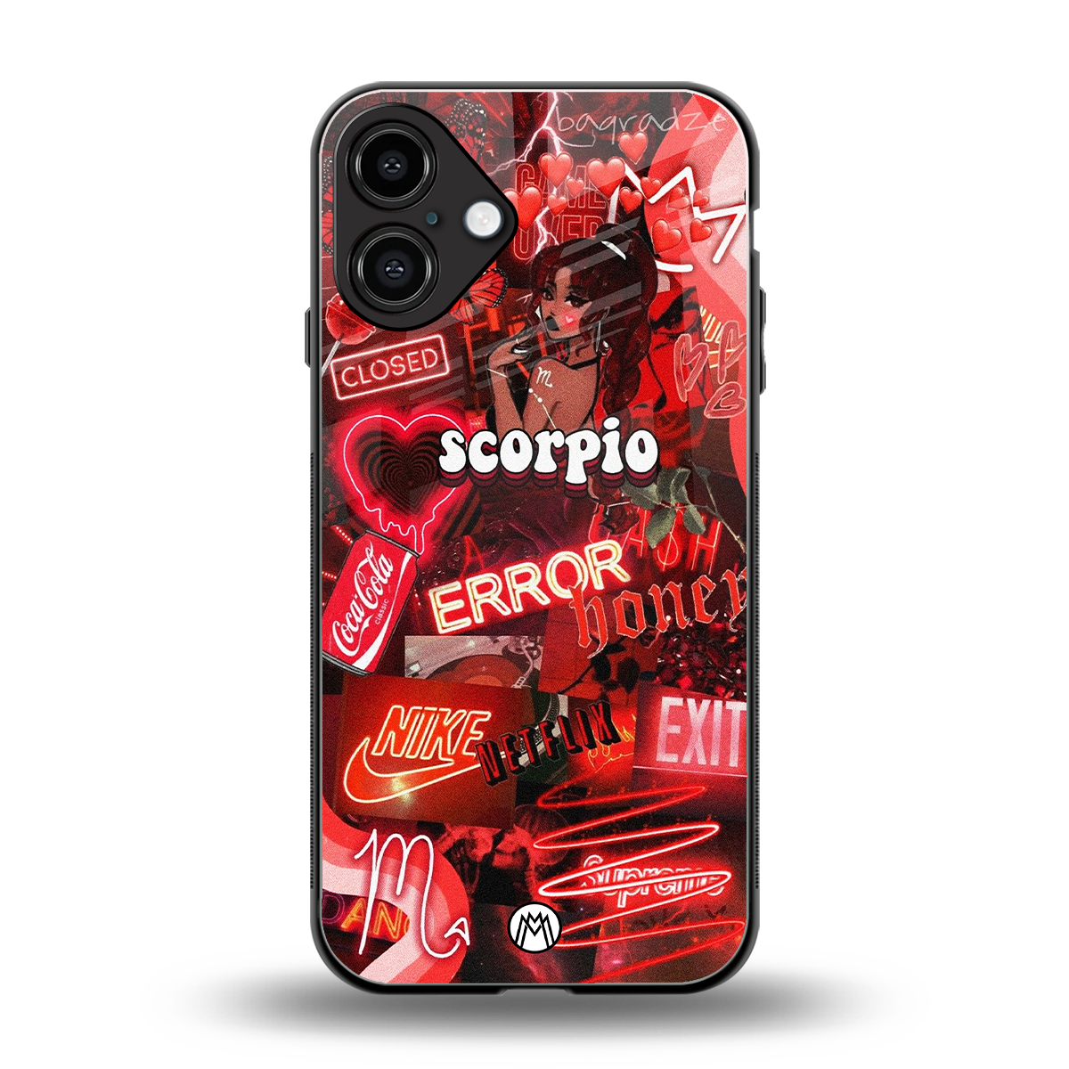 scorpio aesthetic collage back phone cover | glass case for iphone 16 plus