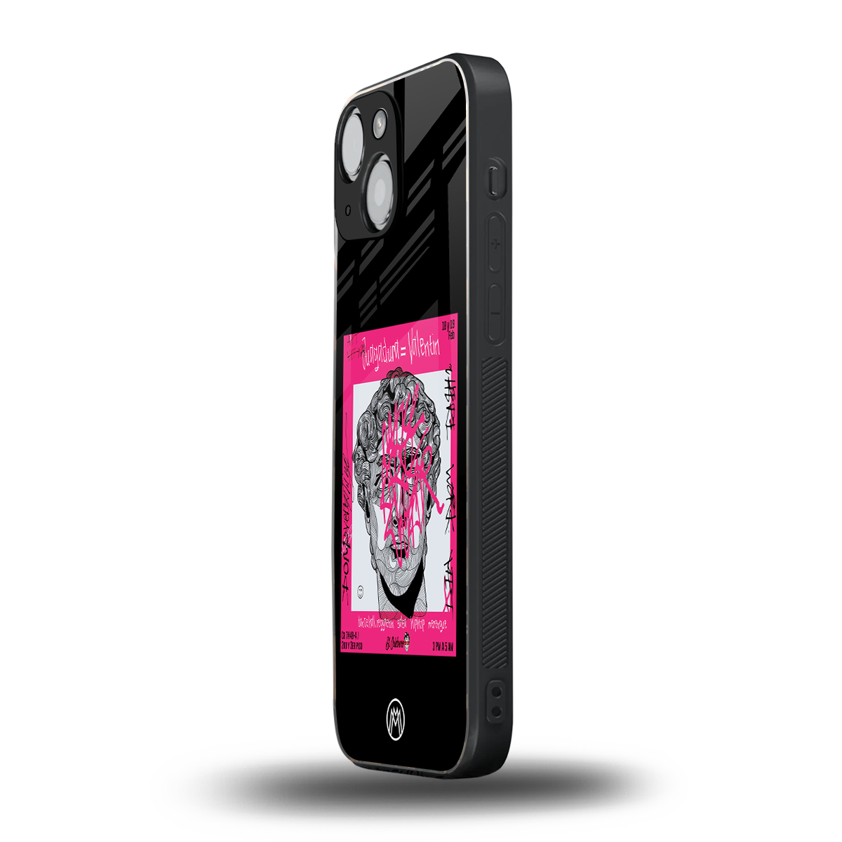 scribbled david michelangelo back phone cover | glass case for iphone 13 mini