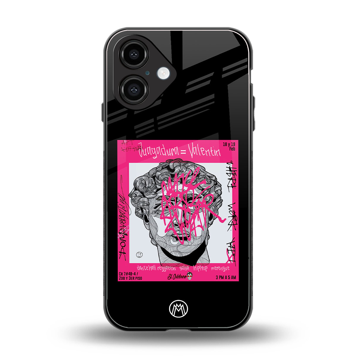 scribbled david michelangelo back phone cover | glass case for iphone 16