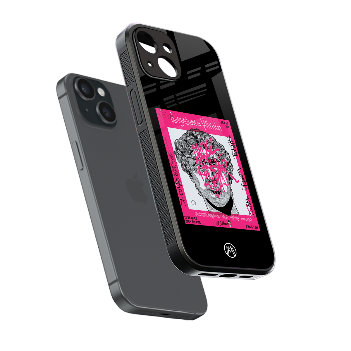 scribbled david michelangelo back phone cover | glass case for iphone 15