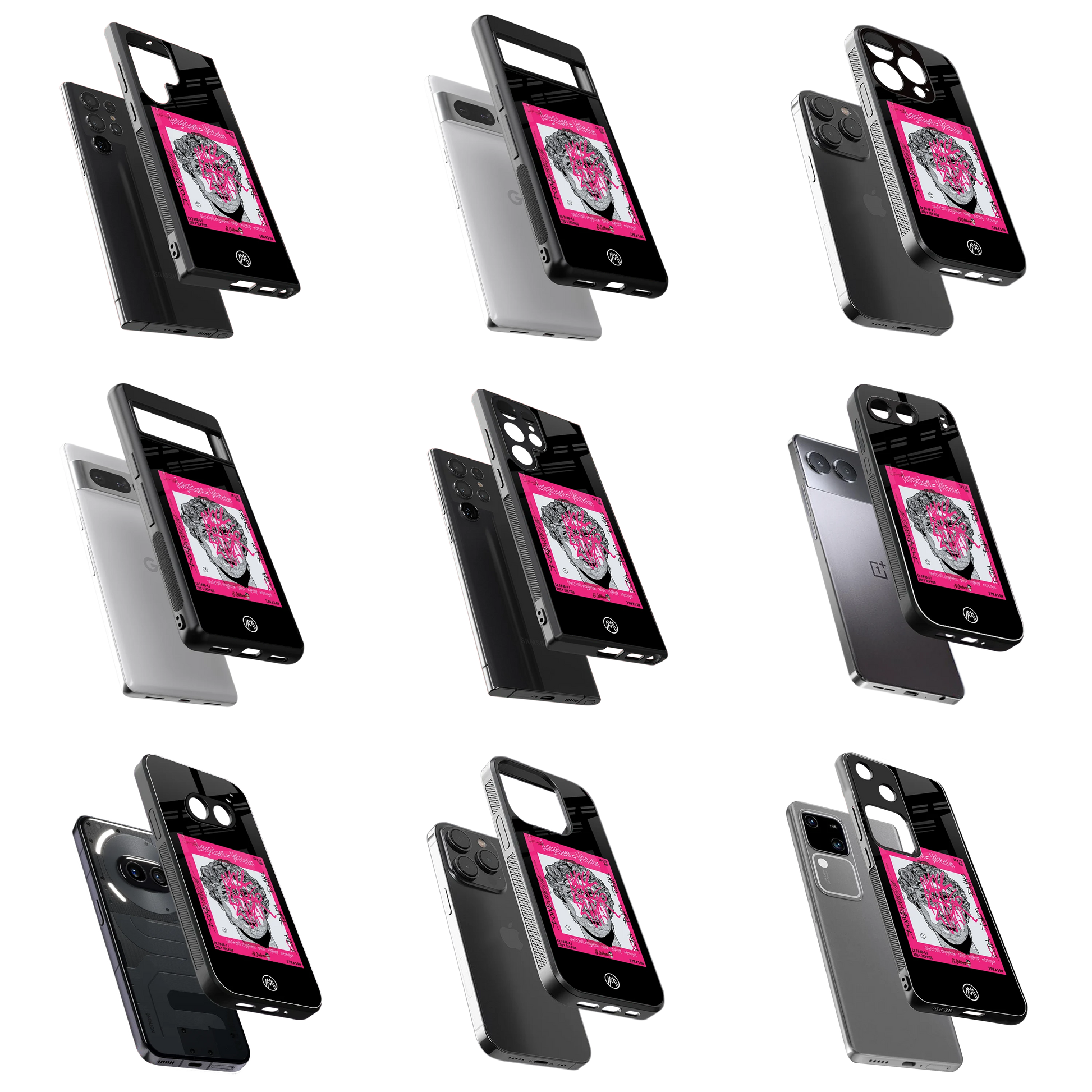 Durable Glass Back Mobile Case for iPhone, Samsung, OnePlus, Google Pixel, Redmi, Vivo, Oppo