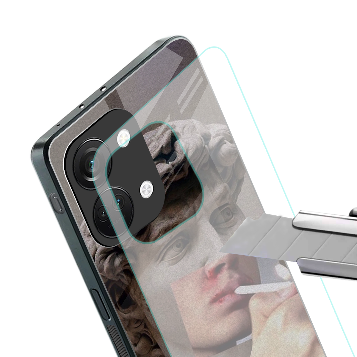 sculpted smoke back phone cover | glass case for oneplus nord 3