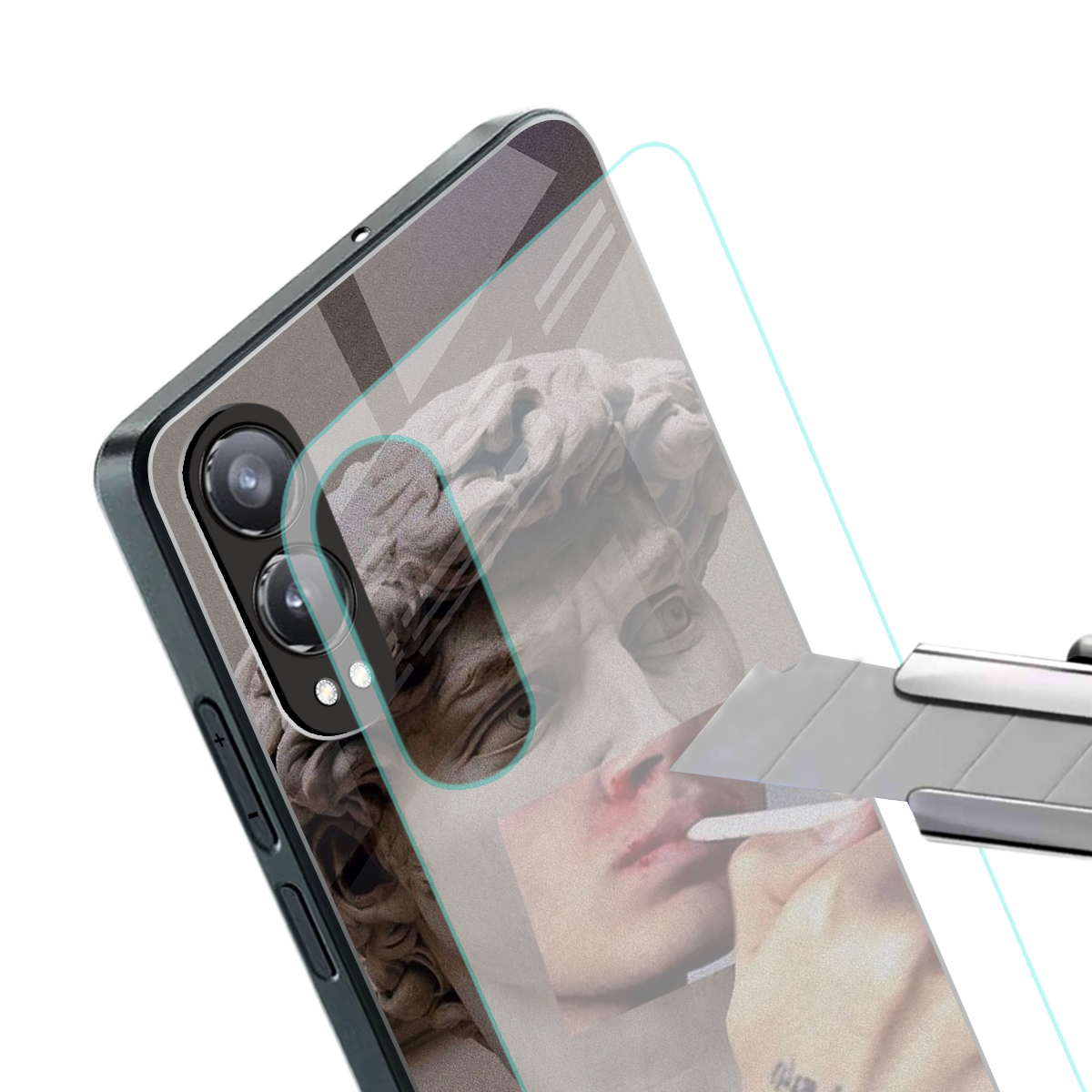 sculpted smoke back phone cover | glass case for oneplus nord ce 4 lite