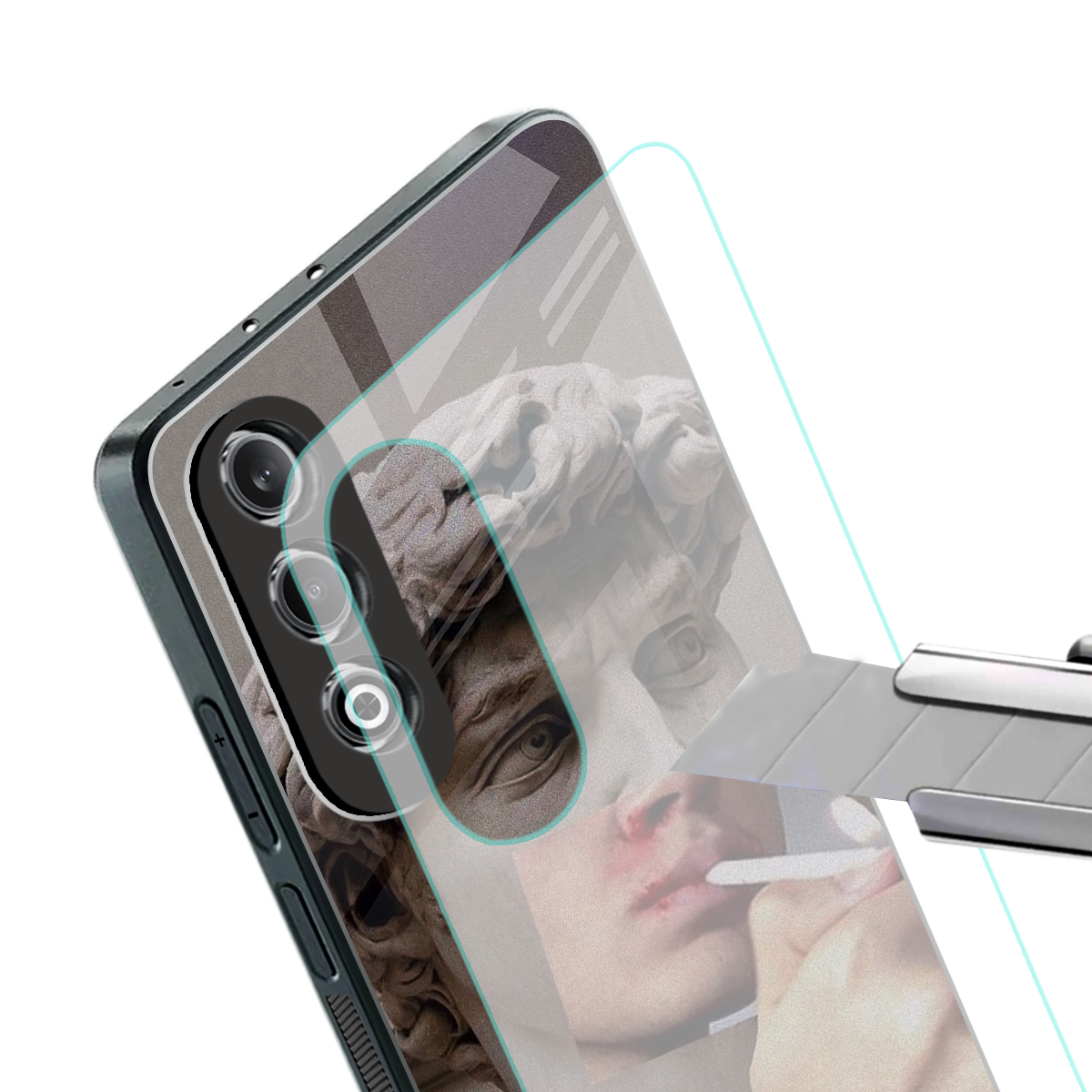 sculpted smoke back phone cover | glass case for oneplus nord ce 4