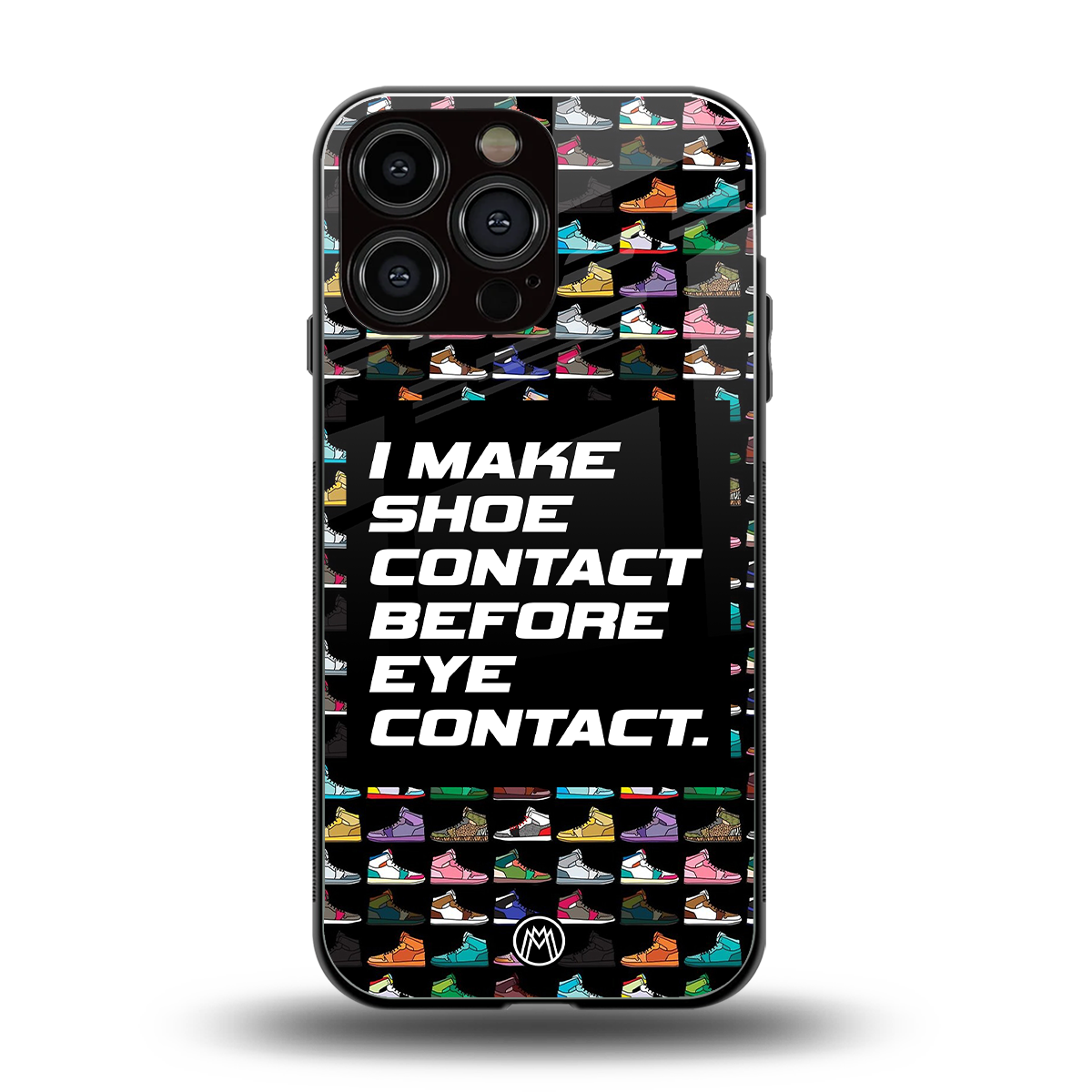 shoe contact back phone cover | glass case for iphone 14 pro max