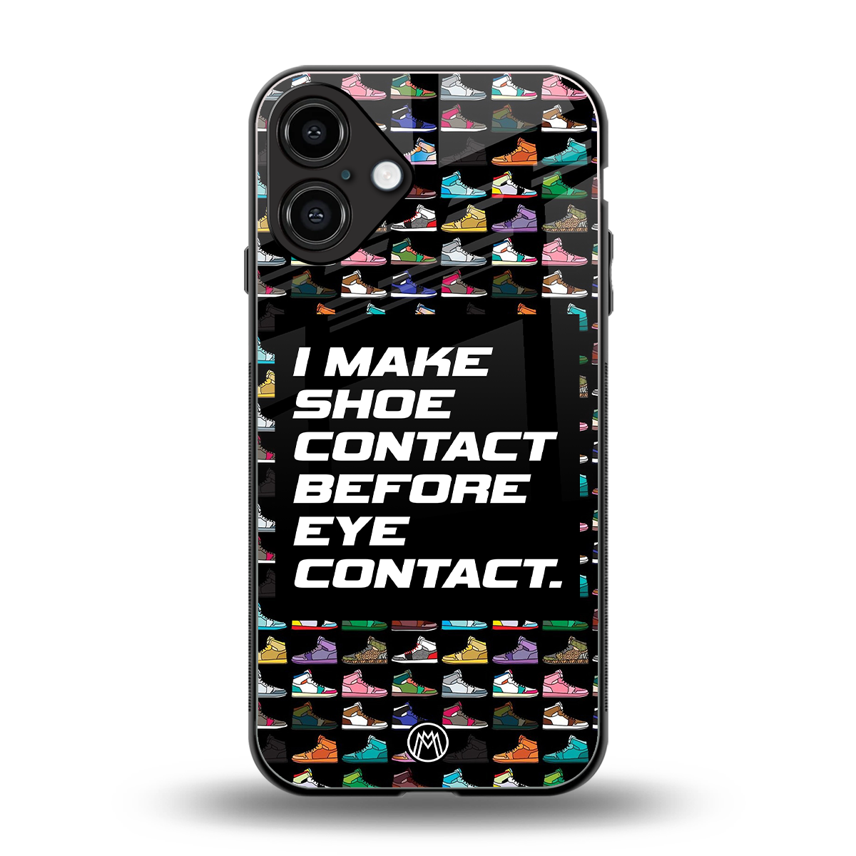 shoe contact back phone cover | glass case for iphone 16 plus
