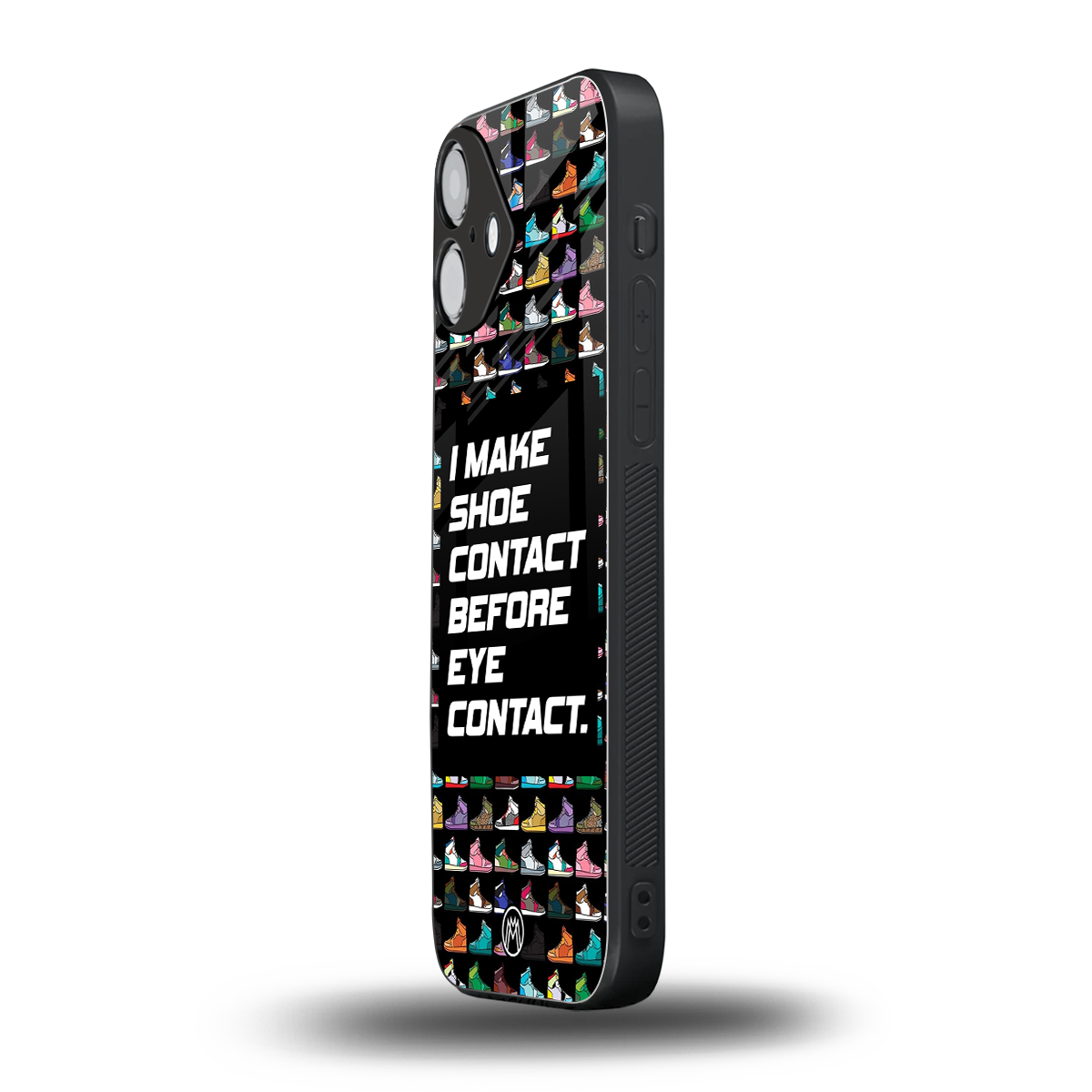 shoe contact back phone cover | glass case for iphone 16 plus
