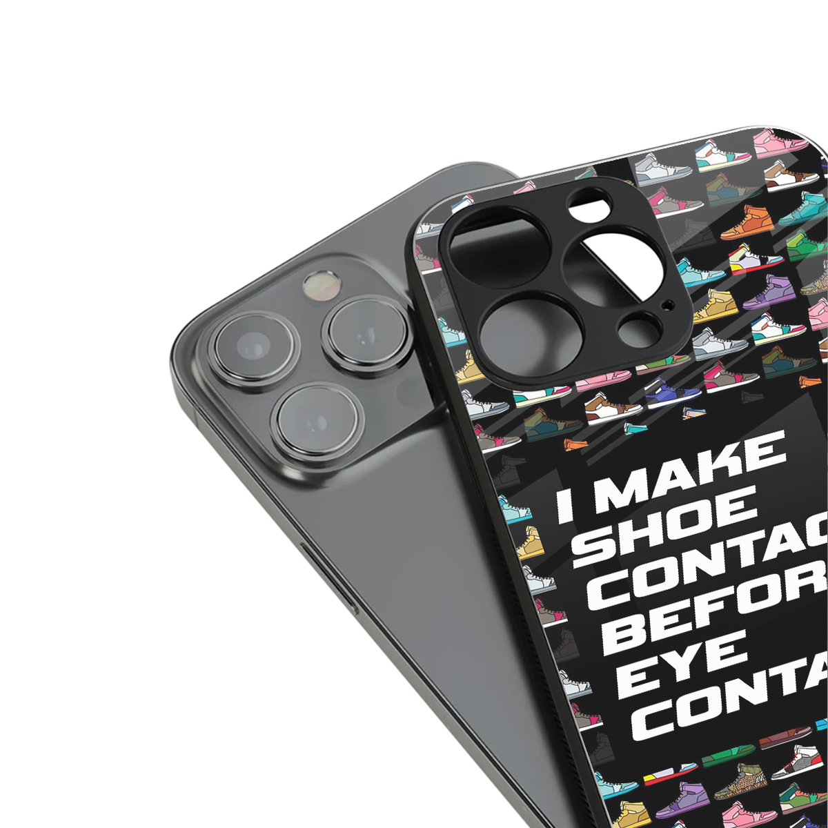 shoe contact back phone cover | glass case for iphone 14 pro max