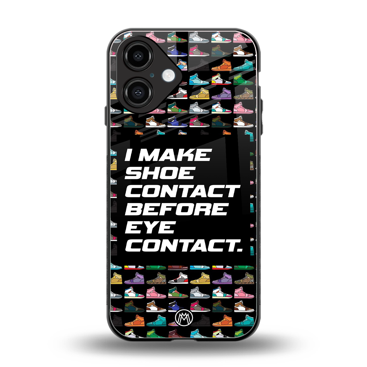 shoe contact back phone cover | glass case for iphone 16
