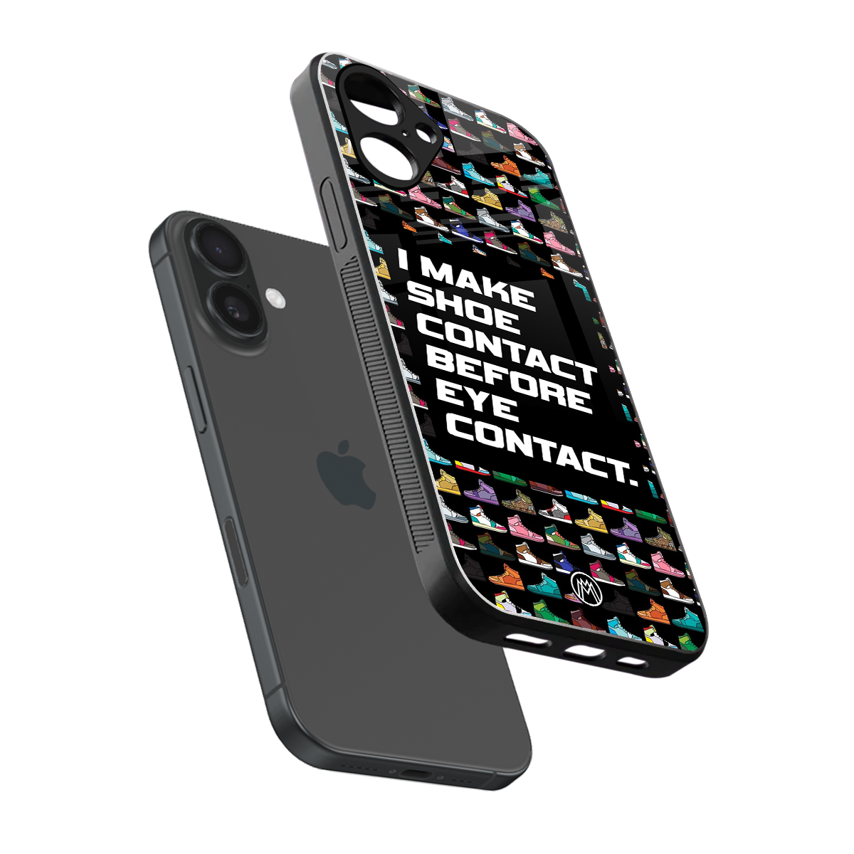 shoe contact back phone cover | glass case for iphone 16