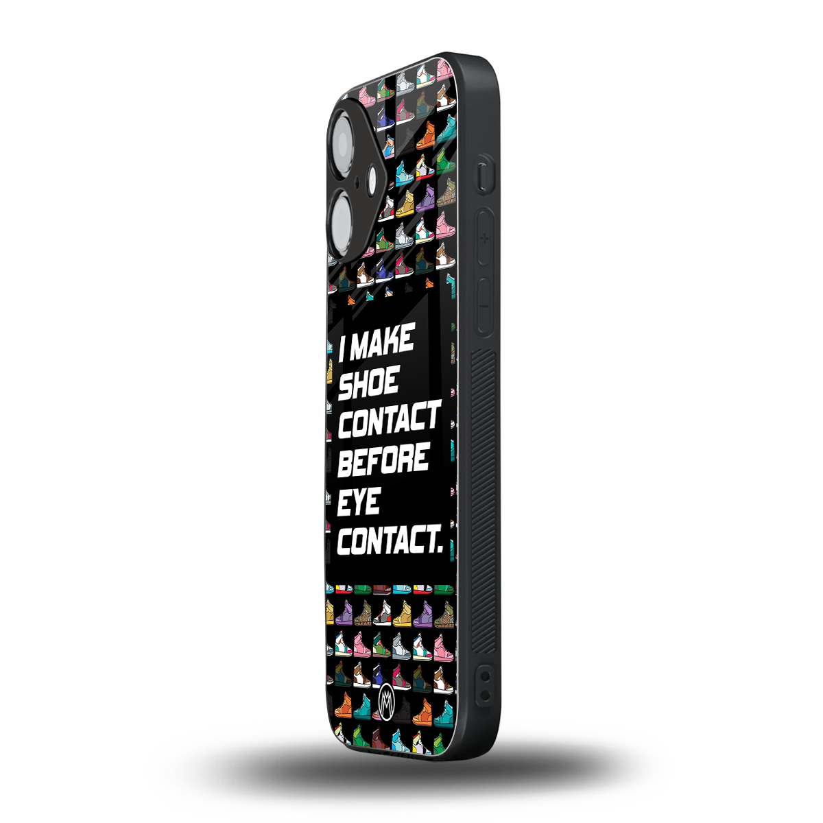 shoe contact back phone cover | glass case for iphone 16