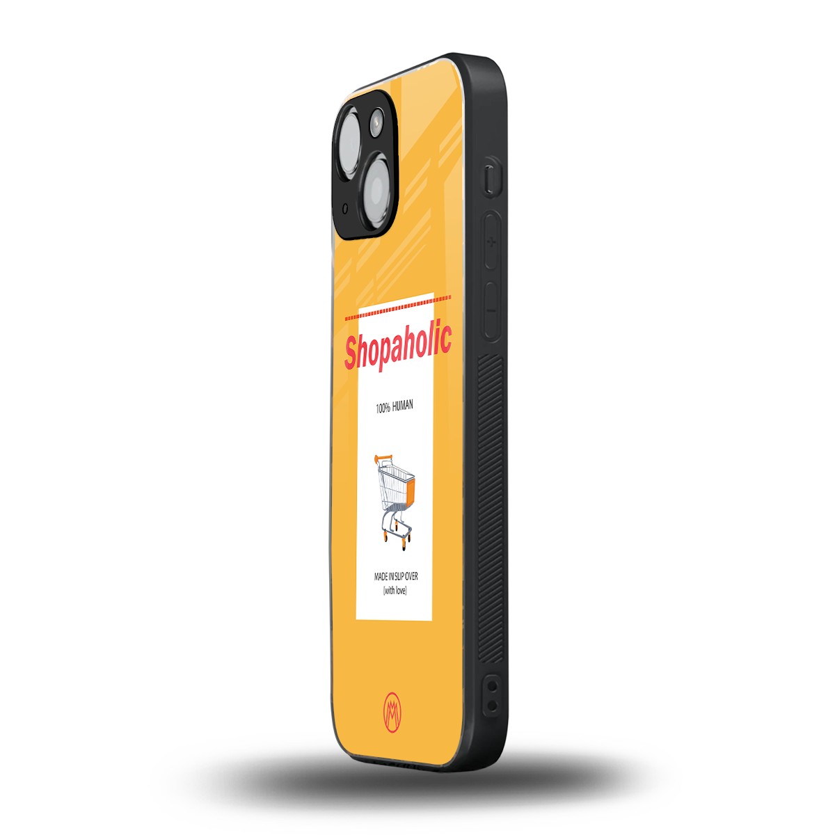 shopaholic back phone cover | glass case for iphone 13 mini
