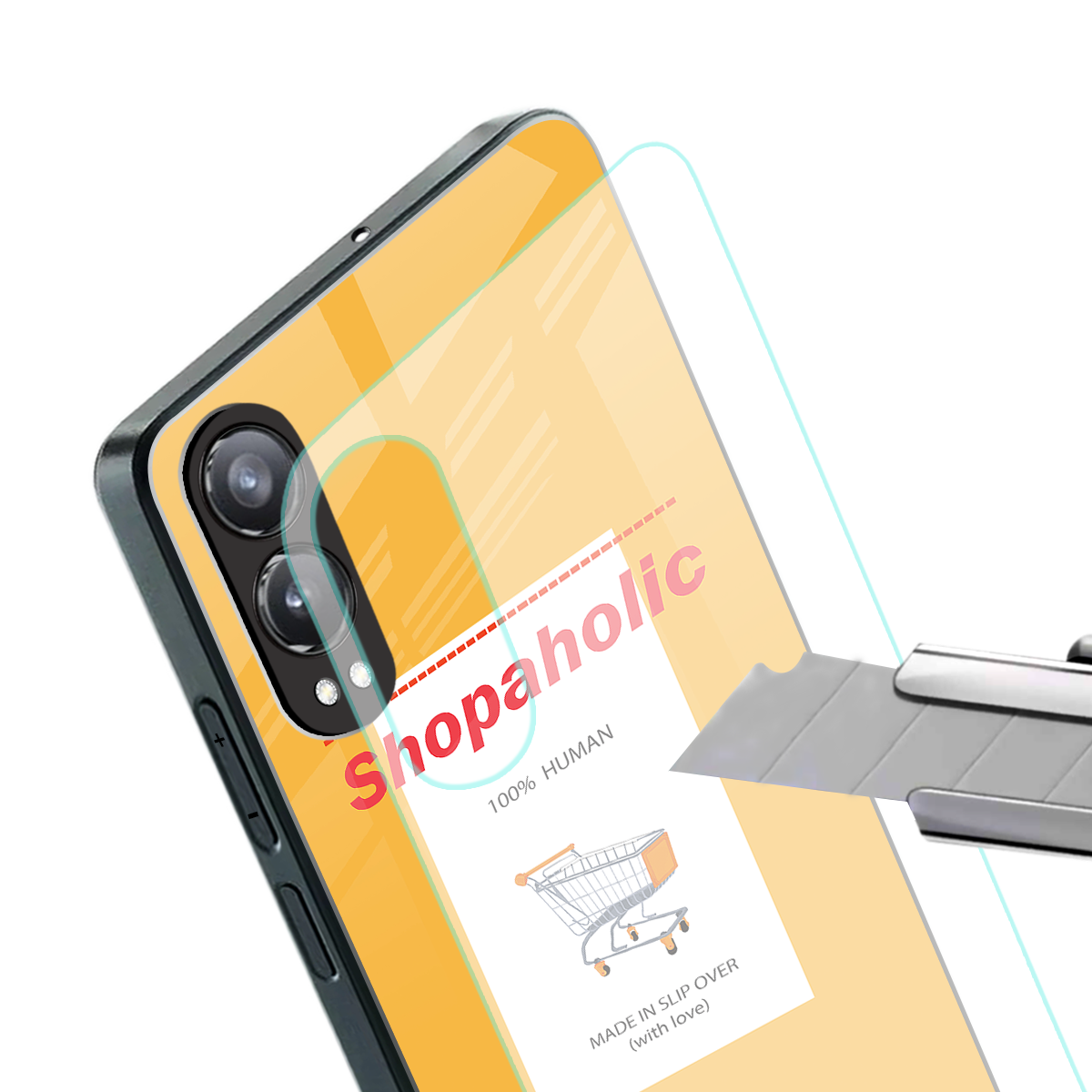 shopaholic back phone cover | glass case for oneplus nord ce 4 lite