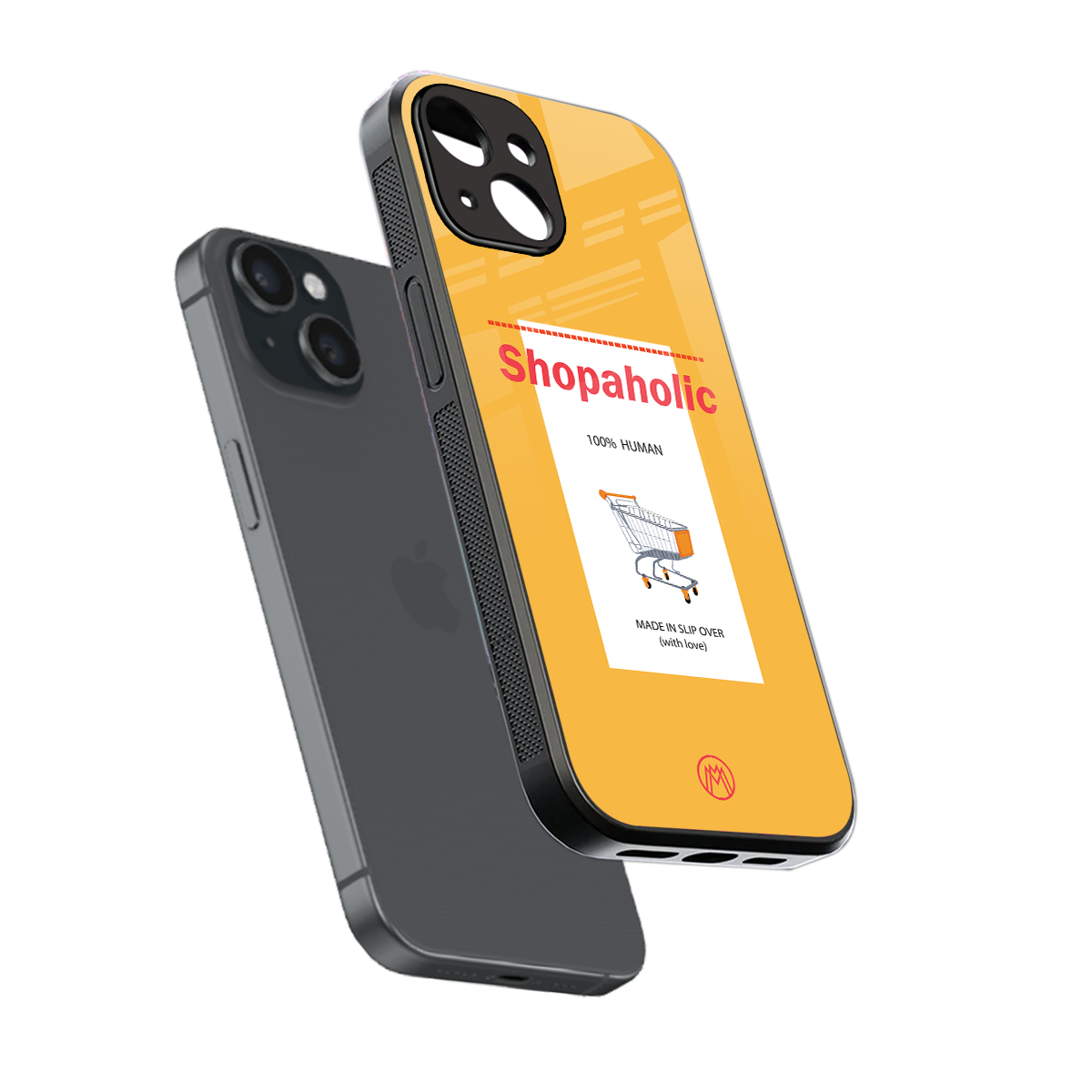 shopaholic back phone cover | glass case for iphone 15