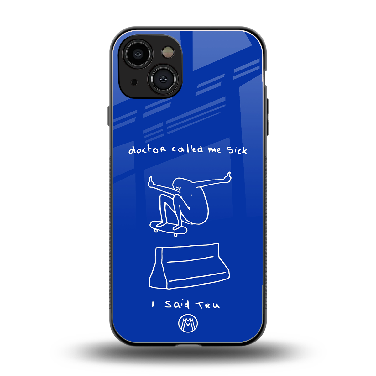 sick skateboarder blue doodle back phone cover | glass case for iphone 14