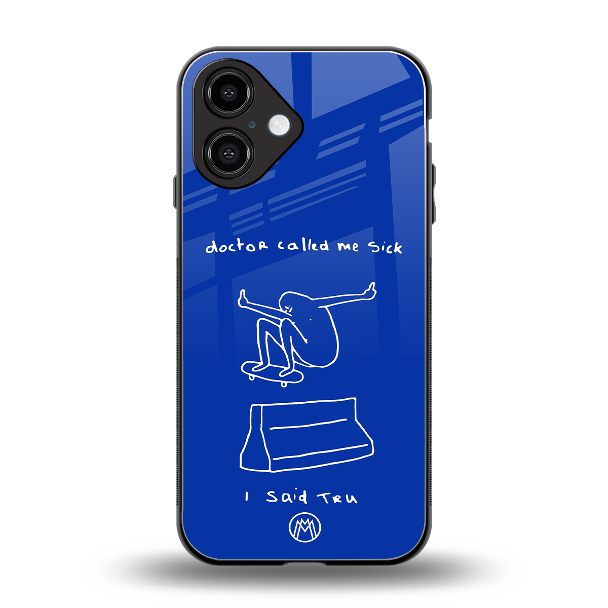 sick skateboarder blue doodle back phone cover | glass case for iphone 16
