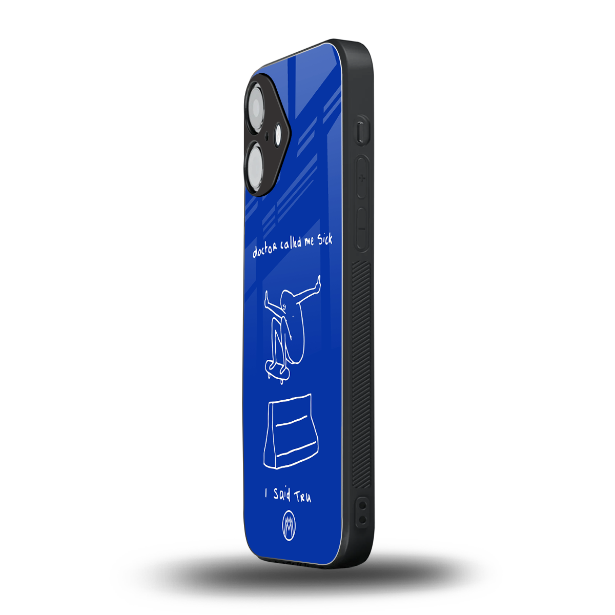 sick skateboarder blue doodle back phone cover | glass case for iphone 16