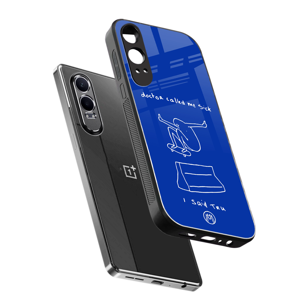 sick skateboarder blue doodle back phone cover | glass case for oneplus nord ce 4 lite