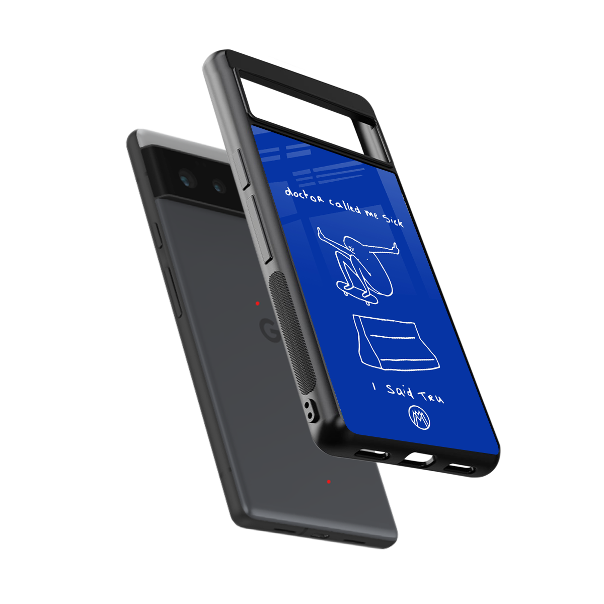 sick skateboarder blue doodle back phone cover | glass case for Google Pixel 6A