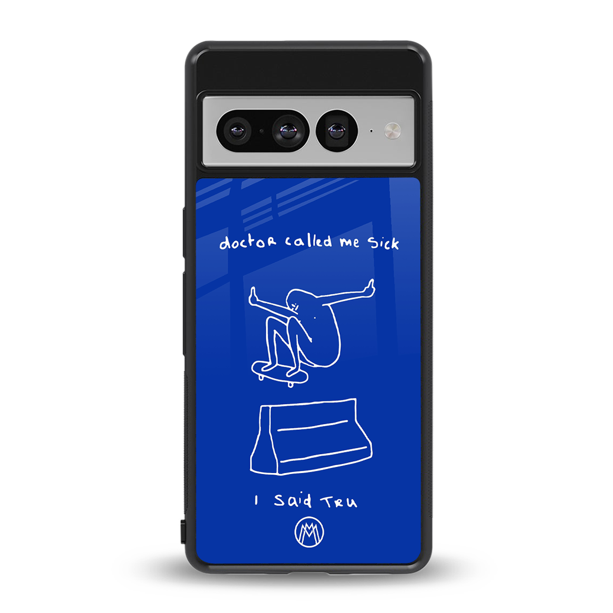 sick skateboarder blue doodle back phone cover | glass case for google pixel 7 pro