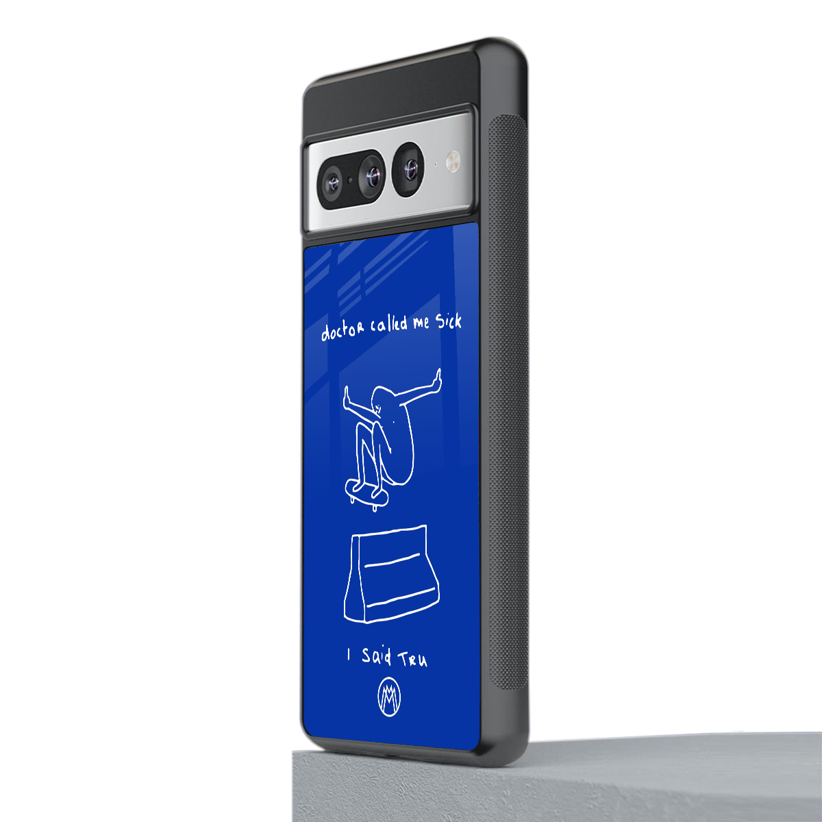 sick skateboarder blue doodle back phone cover | glass case for google pixel 7 pro