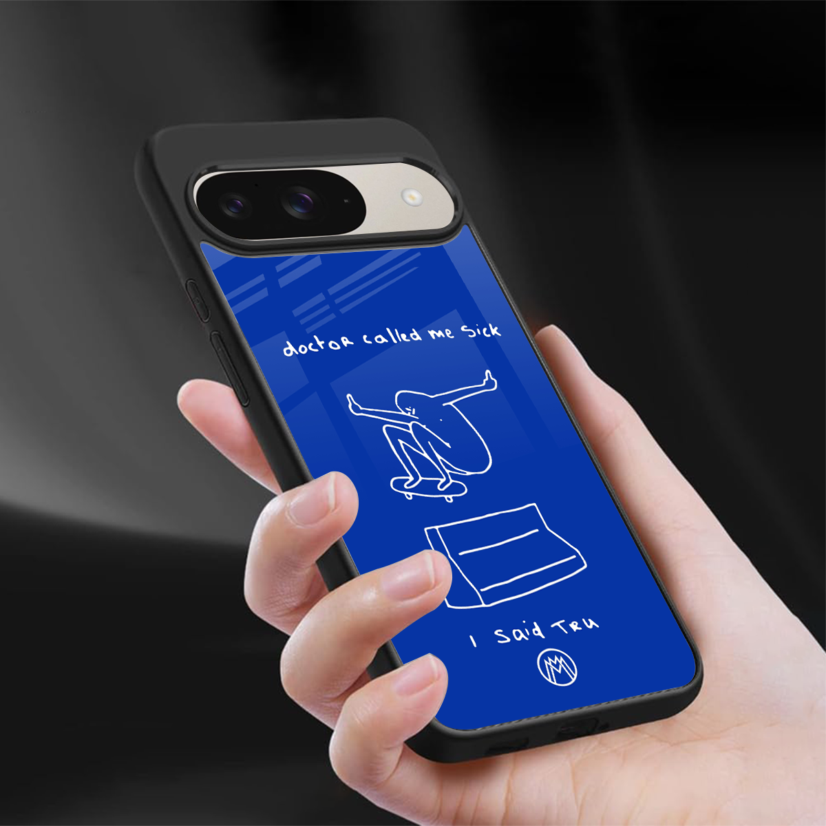 sick skateboarder blue doodle back phone cover | glass case for google pixel 9