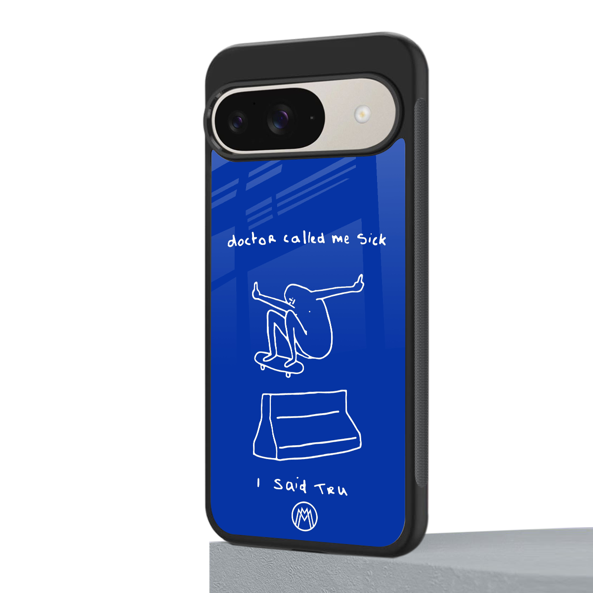 sick skateboarder blue doodle back phone cover | glass case for google pixel 9