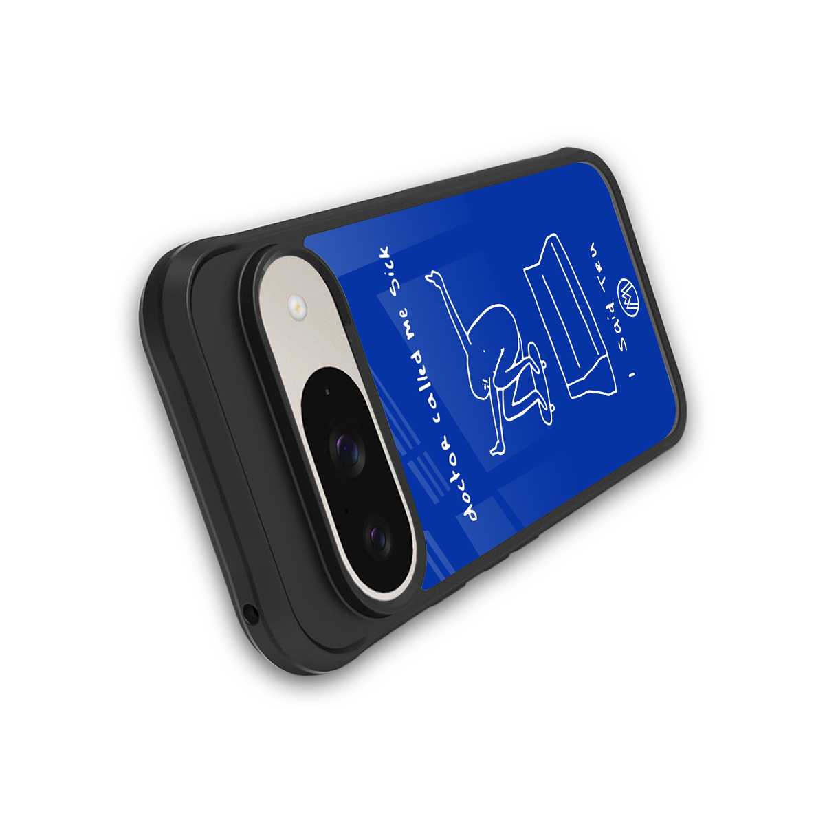 sick skateboarder blue doodle back phone cover | glass case for google pixel 9