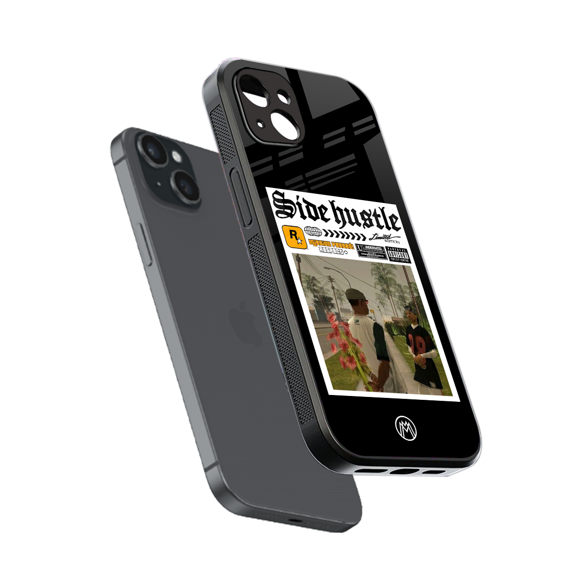 side hustle back phone cover | glass case for iphone 15 plus