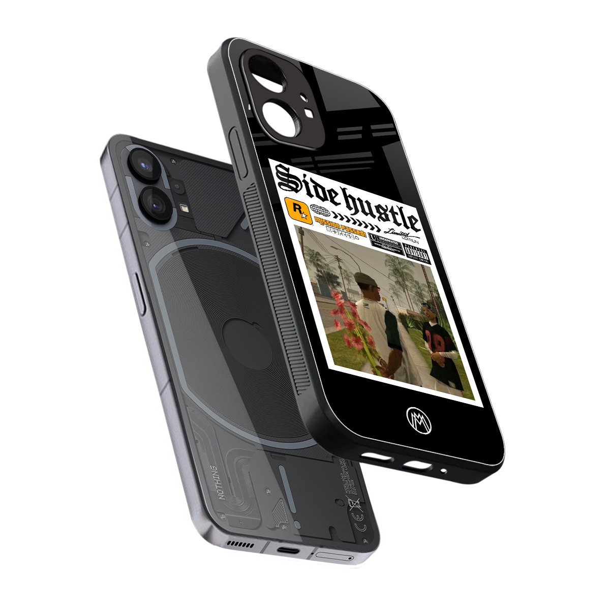 side hustle back phone cover | glass case for nothing phone 1