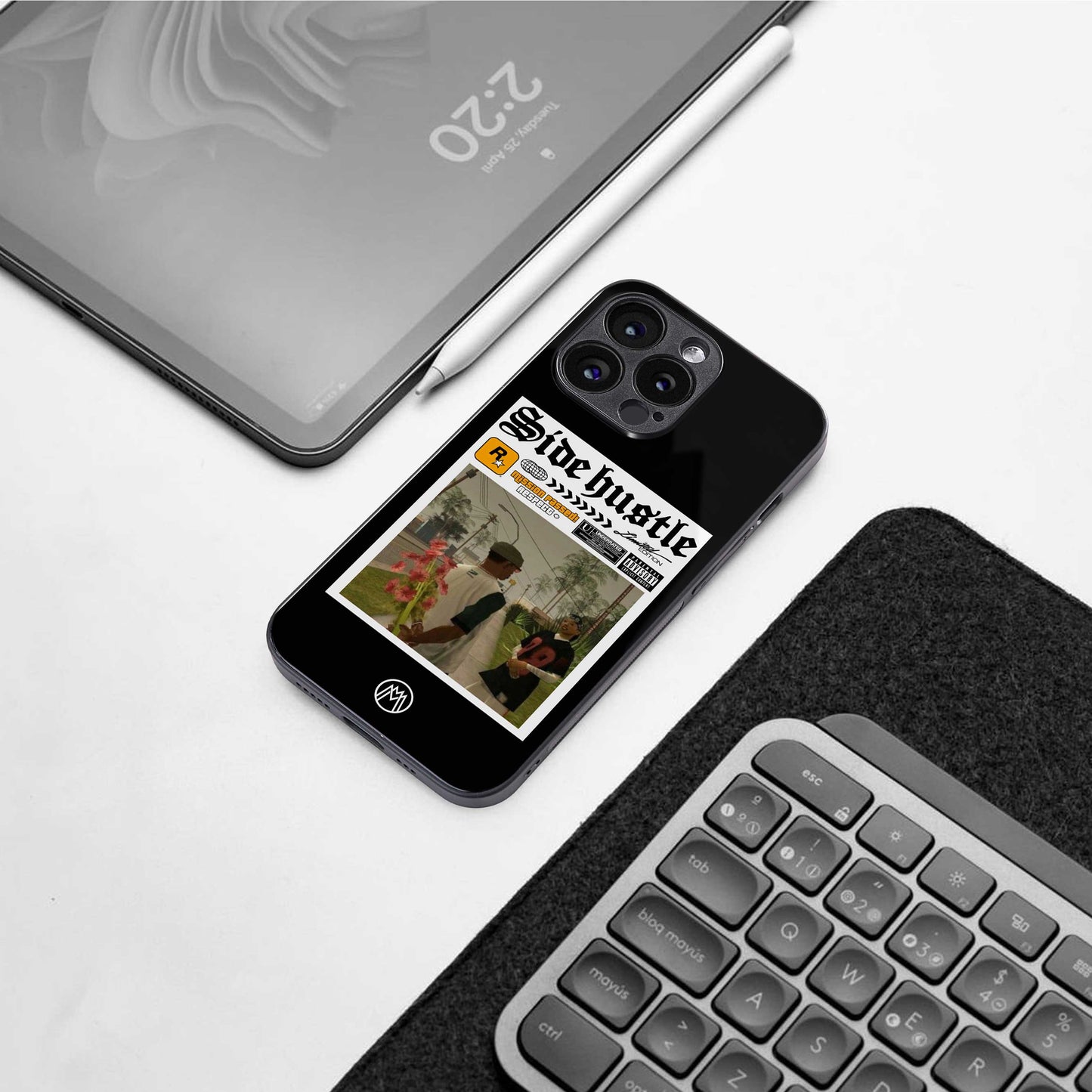 side hustle back phone cover | glass case for iphone 13 pro max