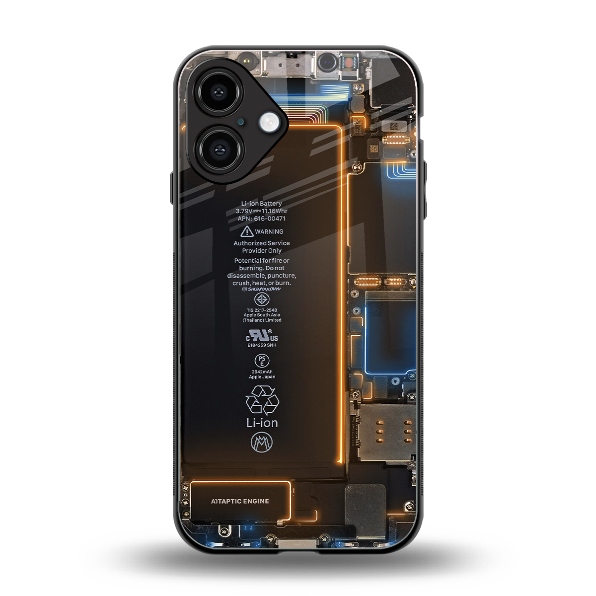 skeleton inside back phone cover | glass case for iphone 16 plus