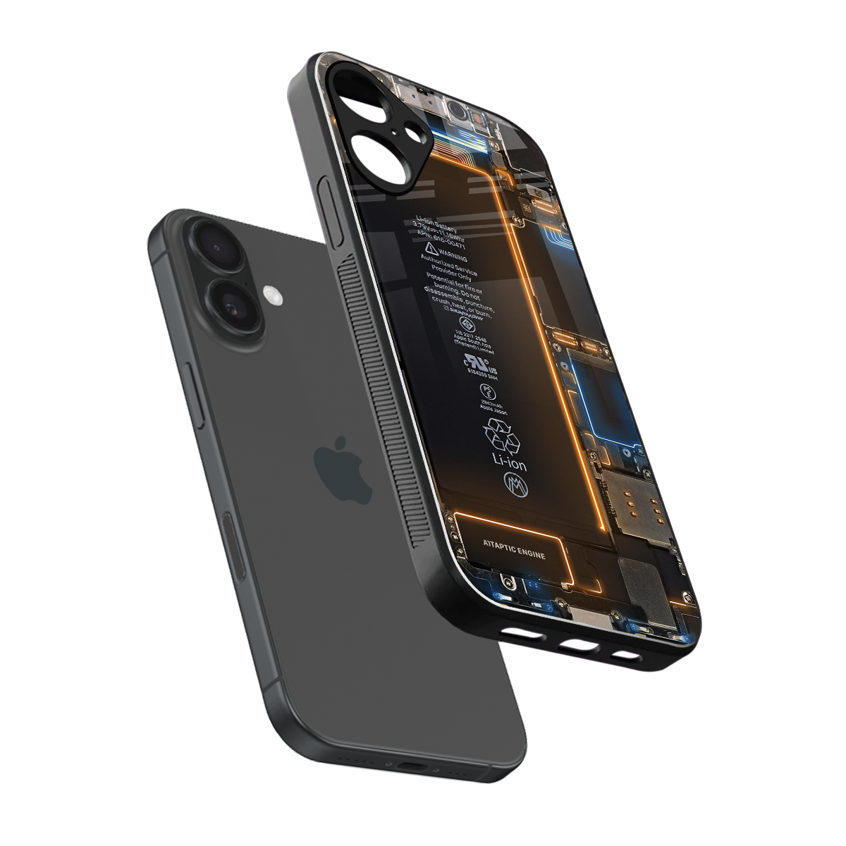 skeleton inside back phone cover | glass case for iphone 16 plus