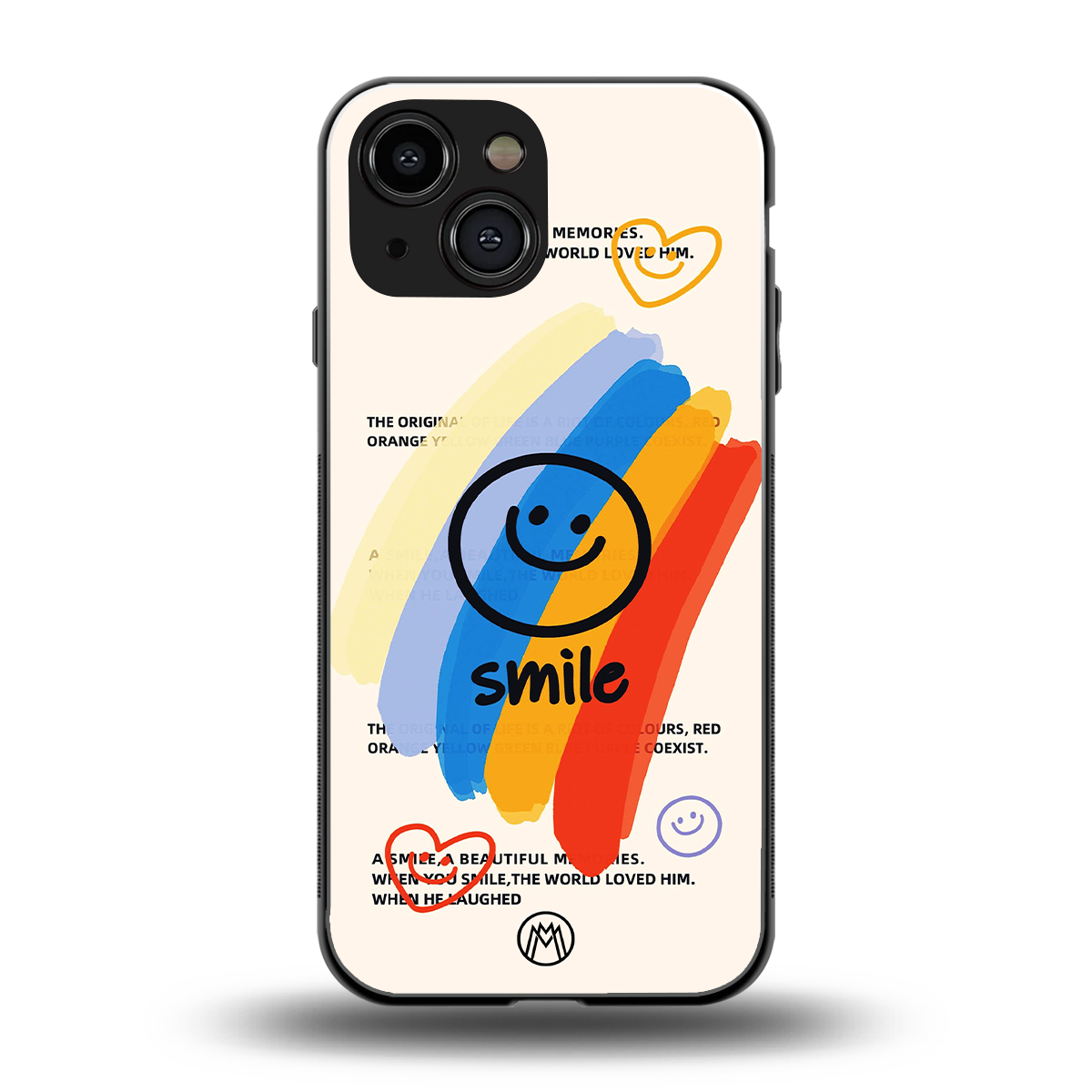 smile colourful back phone cover | glass case for iphone 13 mini