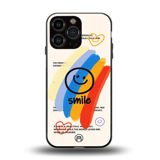 smile colourful back phone cover | glass case for iphone 14 pro max