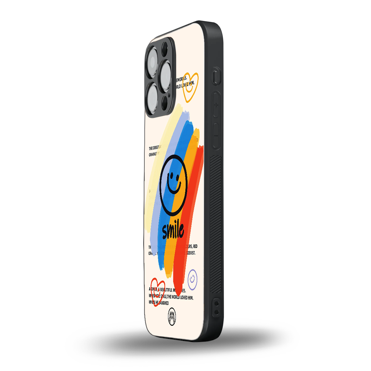 smile colourful back phone cover | glass case for iphone 14 pro max
