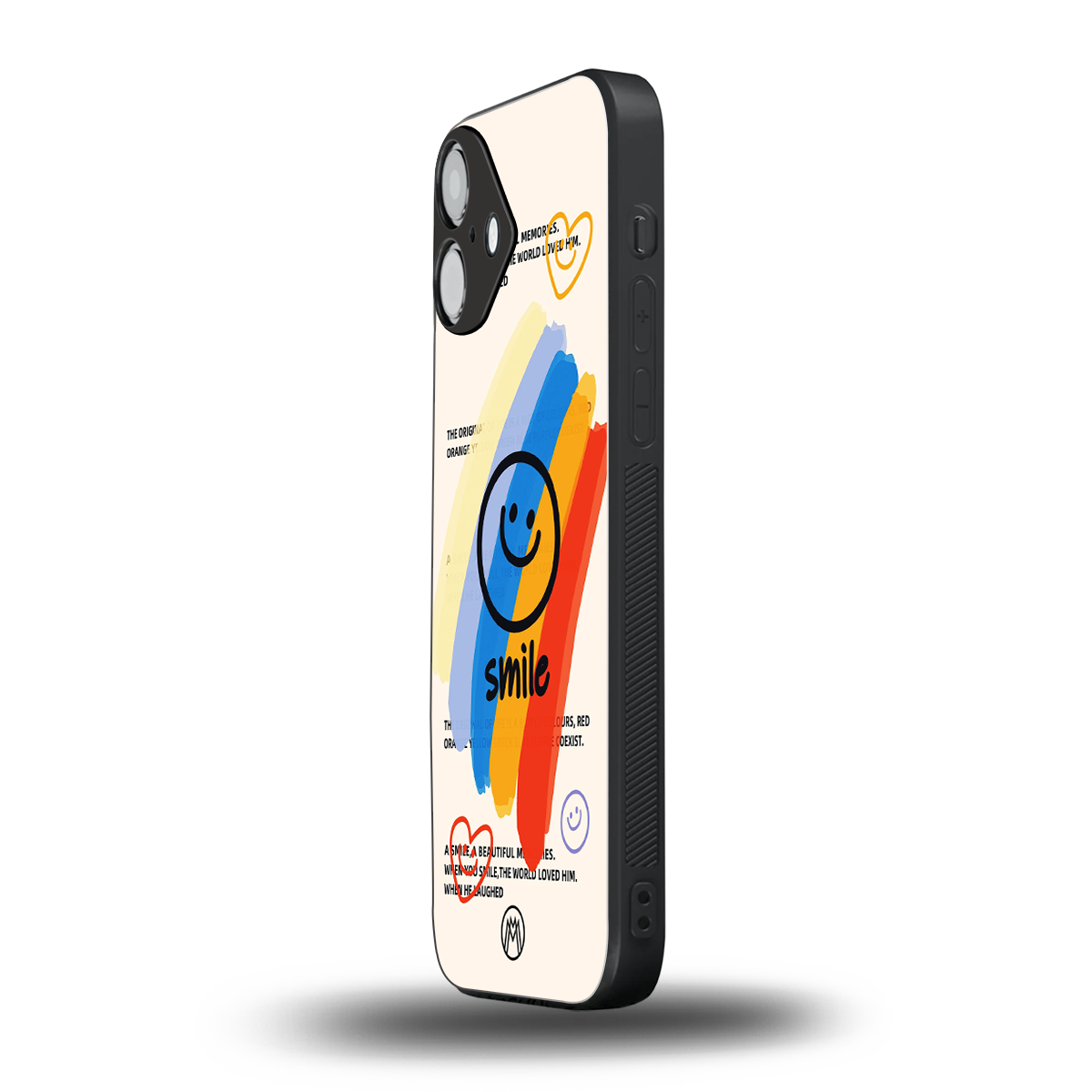 smile colourful back phone cover | glass case for iphone 16 plus