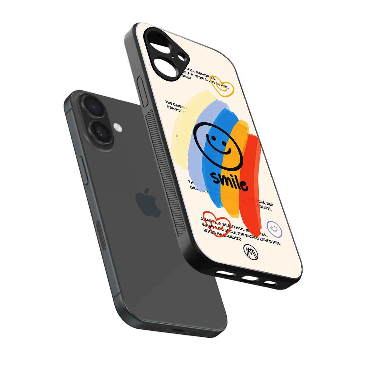 smile colourful back phone cover | glass case for iphone 16