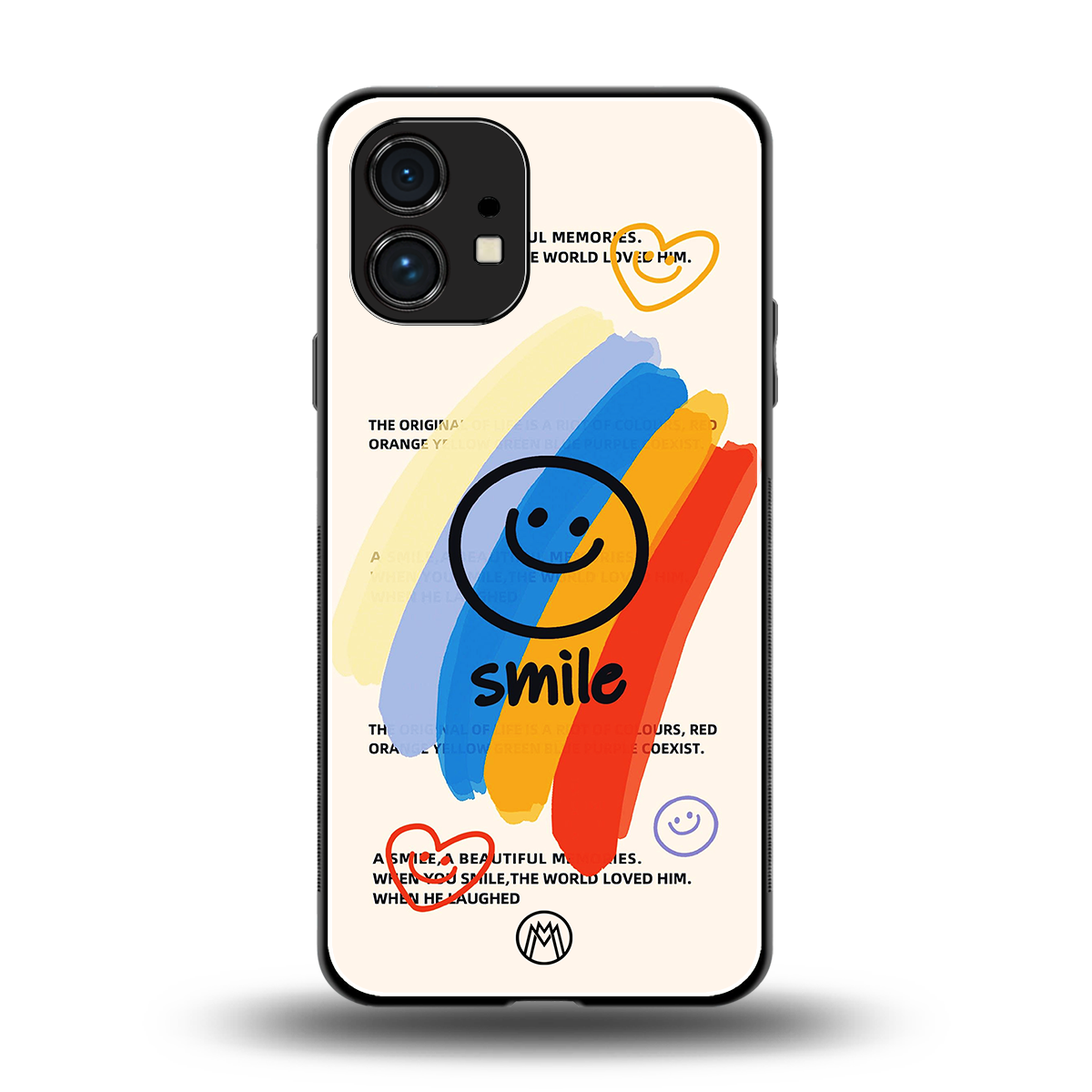 smile colourful back phone cover | glass case for nothing phone 1