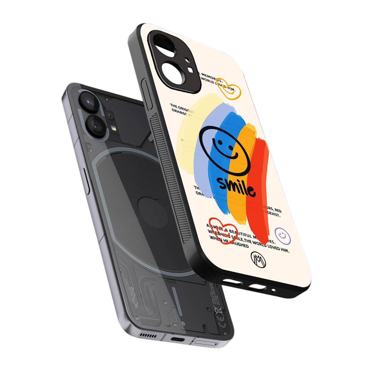 smile colourful back phone cover | glass case for nothing phone 1
