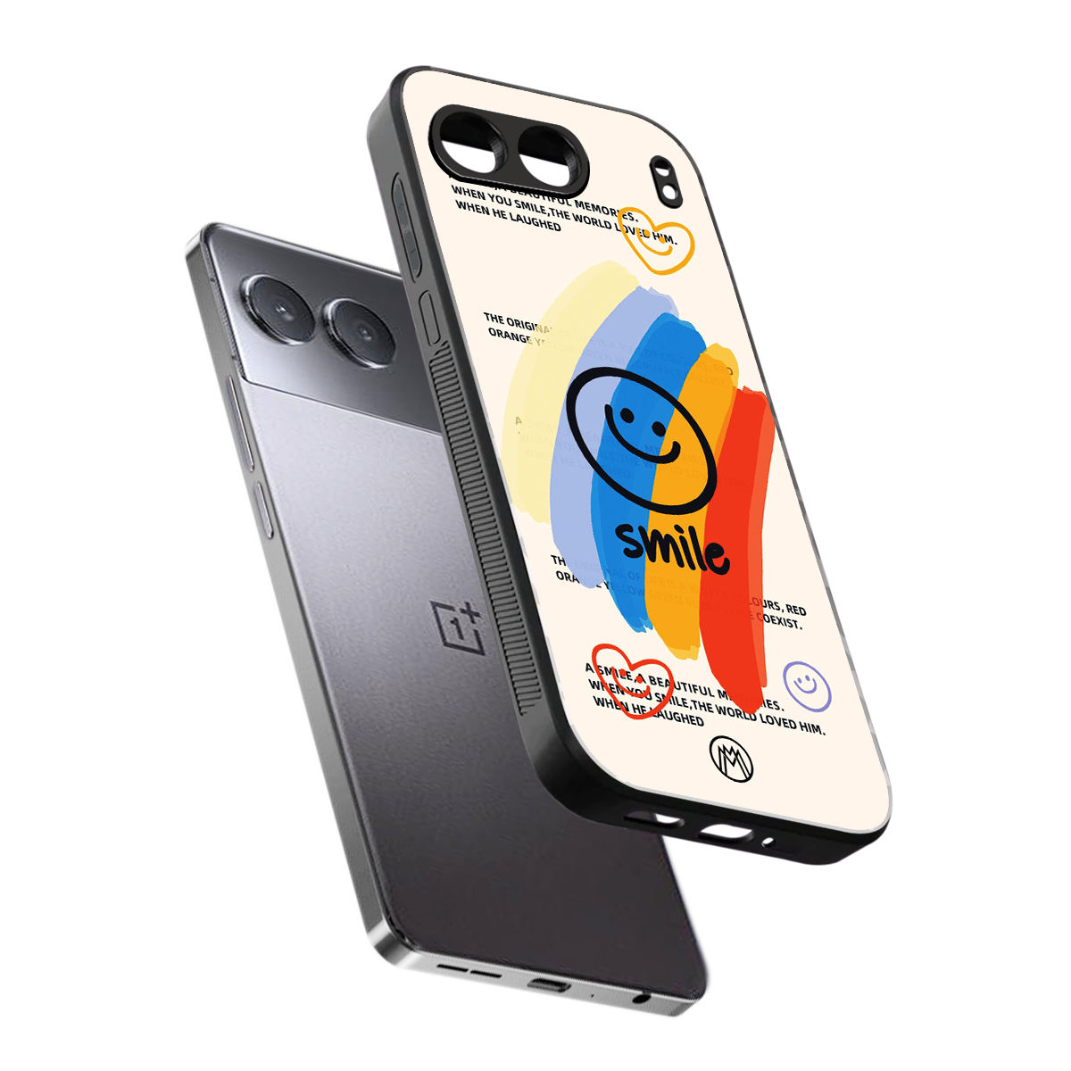 smile colourful back phone cover | glass case for oneplus nord 4