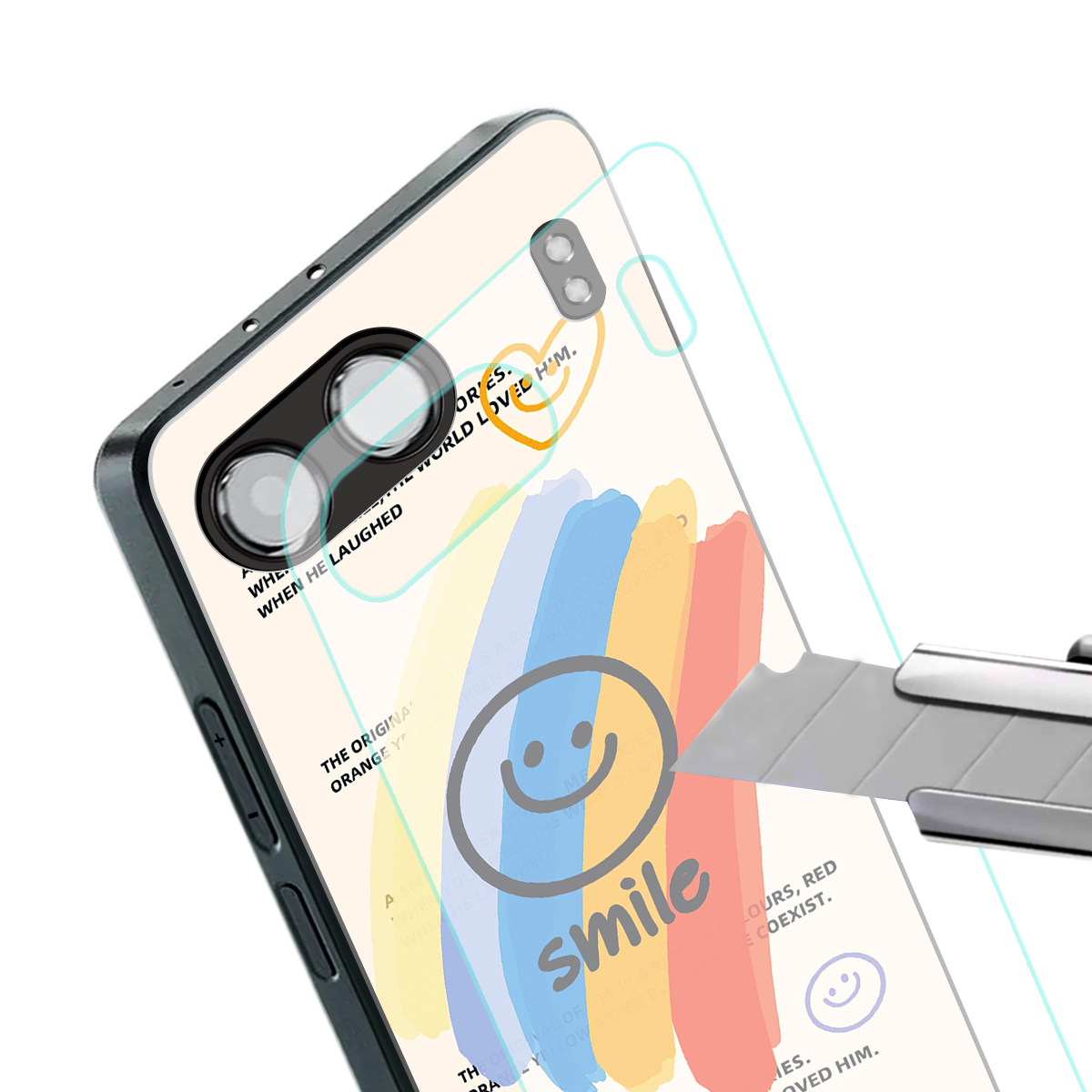 smile colourful back phone cover | glass case for oneplus nord 4