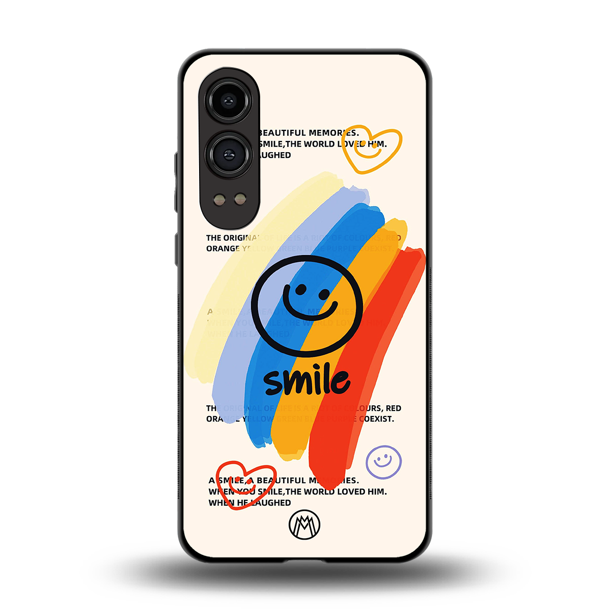 smile colourful back phone cover | glass case for oneplus nord ce 4 lite