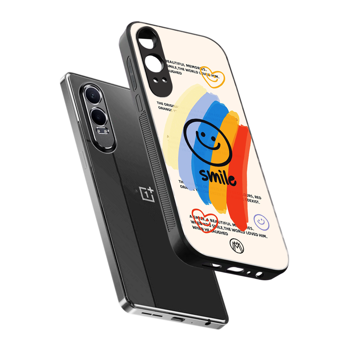 smile colourful back phone cover | glass case for oneplus nord ce 4 lite