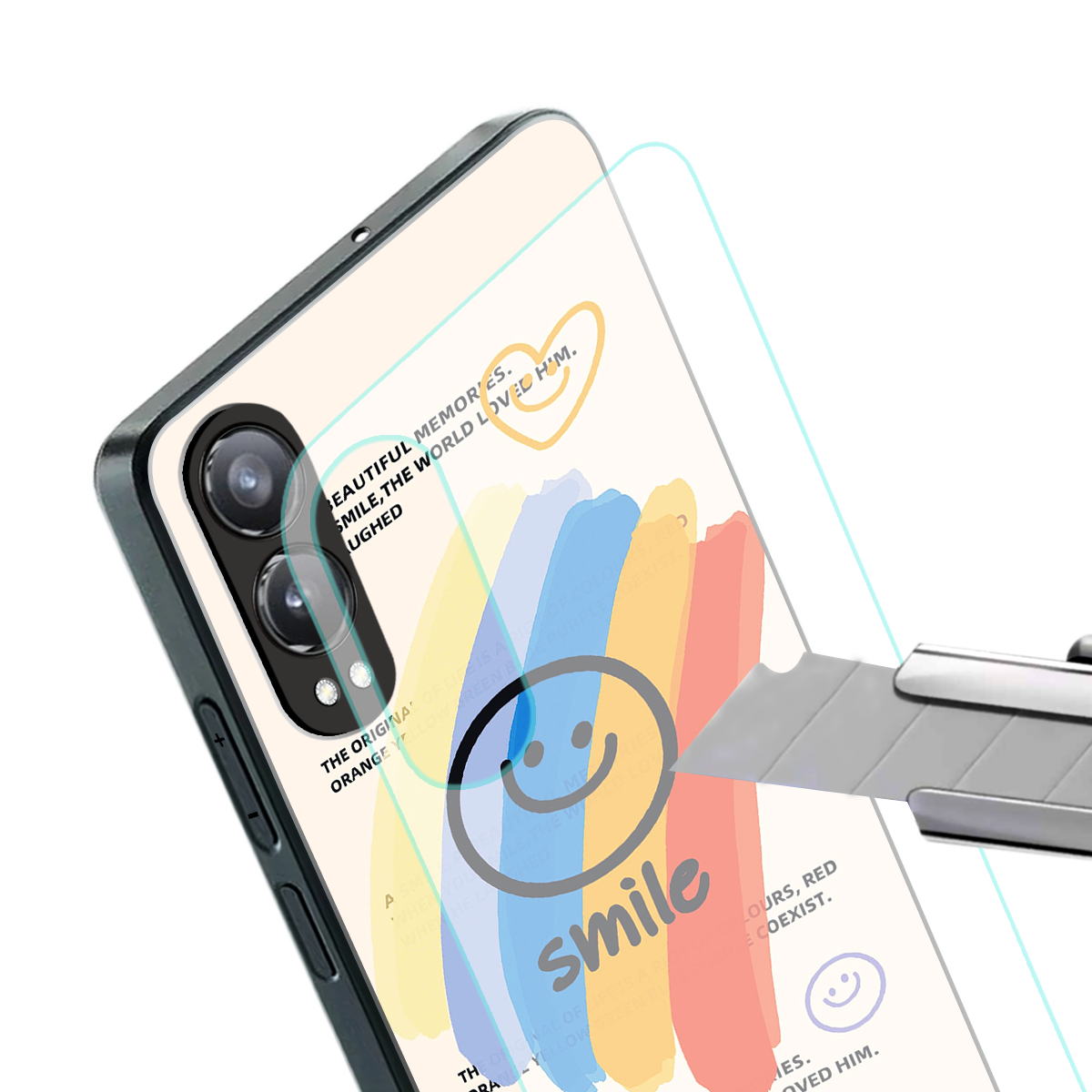 smile colourful back phone cover | glass case for oneplus nord ce 4 lite