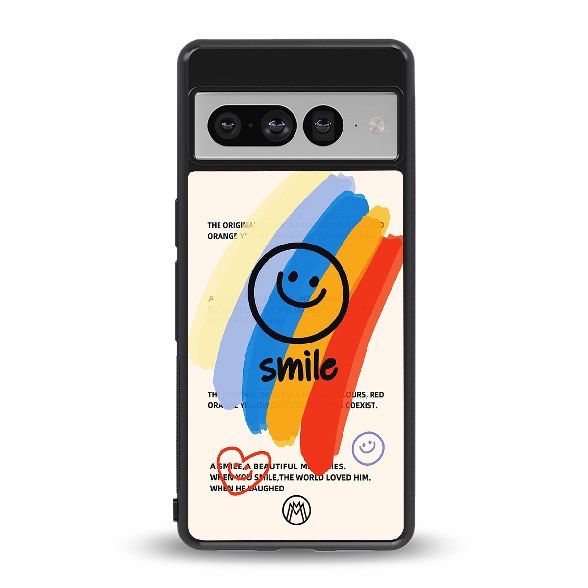 smile colourful back phone cover | glass case for google pixel 7 pro